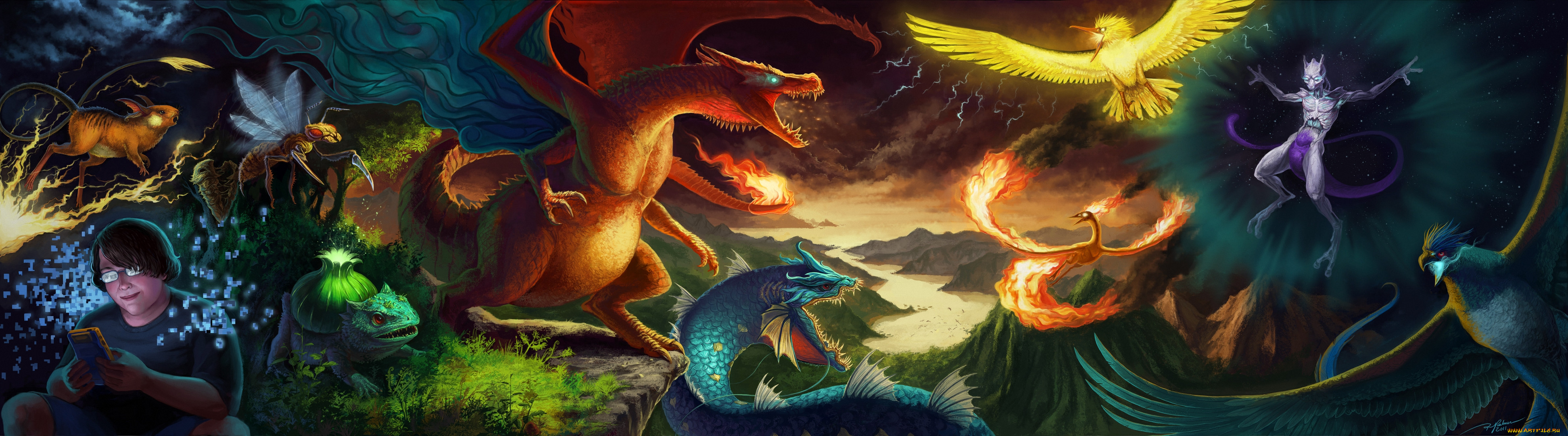 , pokemon, beedrill, bulbasaur, zapdos, charizard, , , moltres, mewtwo, articuno, raichu